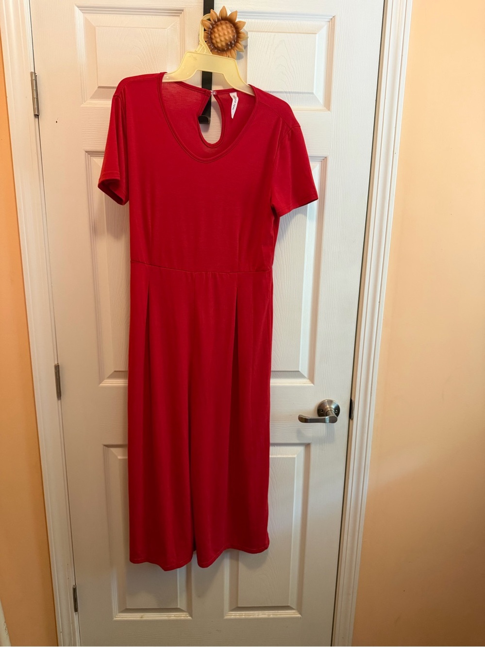 Tickled teal Red Short-Sleeve jump suit.